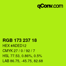 颜色代码: RGB 173 237 18 | qconv.com