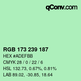 Color code: RGB 173 239 187 | qconv.com
