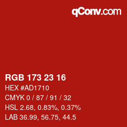 Color code: RGB 173 23 16 | qconv.com