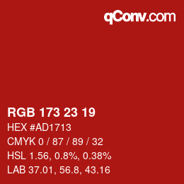 Color code: RGB 173 23 19 | qconv.com