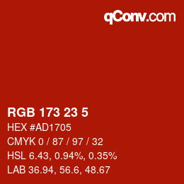 Color code: RGB 173 23 5 | qconv.com