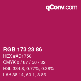 Color code: RGB 173 23 86 | qconv.com