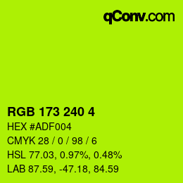 Color code: RGB 173 240 4 | qconv.com