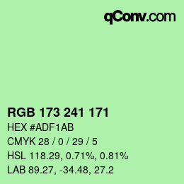 Color code: RGB 173 241 171 | qconv.com