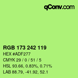 カラーコード: RGB 173 242 119 | qconv.com
