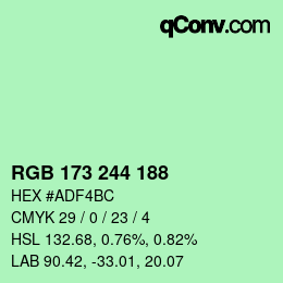 カラーコード: RGB 173 244 188 | qconv.com