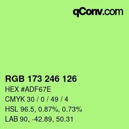 カラーコード: RGB 173 246 126 | qconv.com