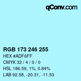 Color code: RGB 173 246 255 | qconv.com