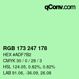 カラーコード: RGB 173 247 178 | qconv.com