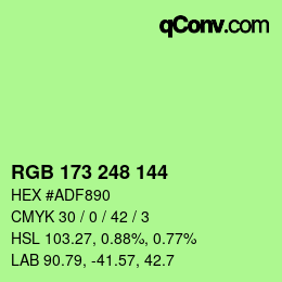 カラーコード: RGB 173 248 144 | qconv.com