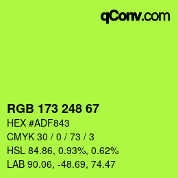 Color code: RGB 173 248 67 | qconv.com