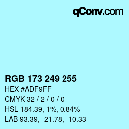 颜色代码: RGB 173 249 255 | qconv.com