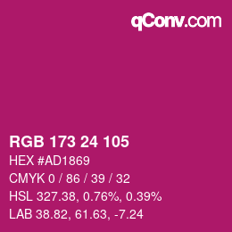 カラーコード: RGB 173 24 105 | qconv.com