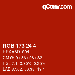 カラーコード: RGB 173 24 4 | qconv.com