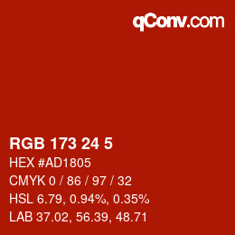 Color code: RGB 173 24 5 | qconv.com