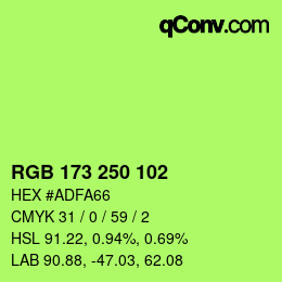 Farbcode: RGB 173 250 102 | qconv.com