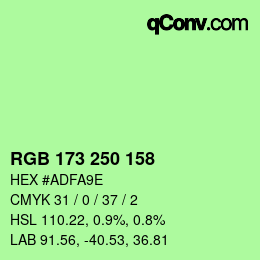 颜色代码: RGB 173 250 158 | qconv.com
