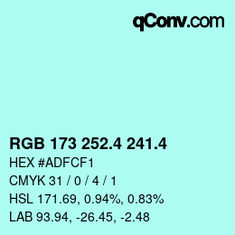 カラーコード: RGB 173 252.4 241.4 | qconv.com