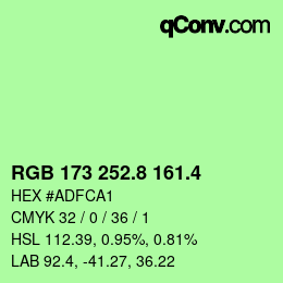 カラーコード: RGB 173 252.8 161.4 | qconv.com