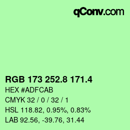 カラーコード: RGB 173 252.8 171.4 | qconv.com
