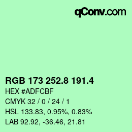 カラーコード: RGB 173 252.8 191.4 | qconv.com