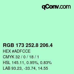 カラーコード: RGB 173 252.8 206.4 | qconv.com