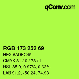 颜色代码: RGB 173 252 69 | qconv.com