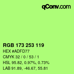 Farbcode: RGB 173 253 119 | qconv.com