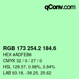 カラーコード: RGB 173 254.2 184.6 | qconv.com