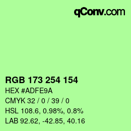 Color code: RGB 173 254 154 | qconv.com