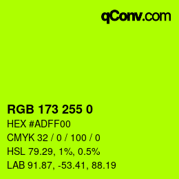 Color code: RGB 173 255 0 | qconv.com