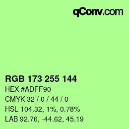 Color code: RGB 173 255 144 | qconv.com