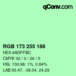 Color code: RGB 173 255 188 | qconv.com