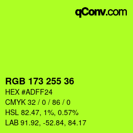 カラーコード: RGB 173 255 36 | qconv.com
