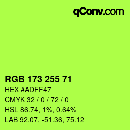 Color code: RGB 173 255 71 | qconv.com