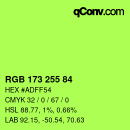 Color code: RGB 173 255 84 | qconv.com