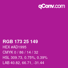 Color code: RGB 173 25 149 | qconv.com