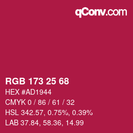 Color code: RGB 173 25 68 | qconv.com