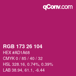 颜色代码: RGB 173 26 104 | qconv.com