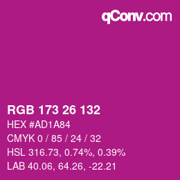 Farbcode: RGB 173 26 132 | qconv.com