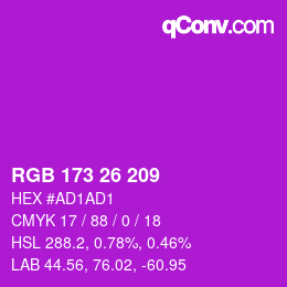 Color code: RGB 173 26 209 | qconv.com
