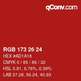 Color code: RGB 173 26 24 | qconv.com