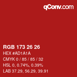颜色代码: RGB 173 26 26 | qconv.com