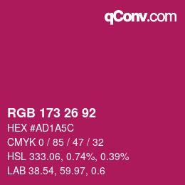 颜色代码: RGB 173 26 92 | qconv.com
