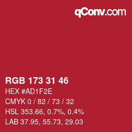 颜色代码: RGB 173 31 46 | qconv.com