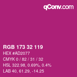 Color code: RGB 173 32 119 | qconv.com