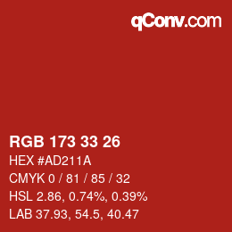 Código de color: RGB 173 33 26 | qconv.com