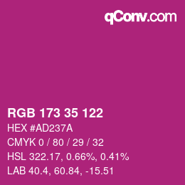 Color code: RGB 173 35 122 | qconv.com