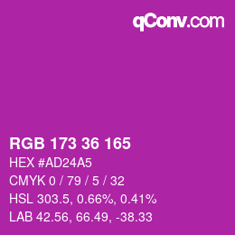 Farbcode: RGB 173 36 165 | qconv.com