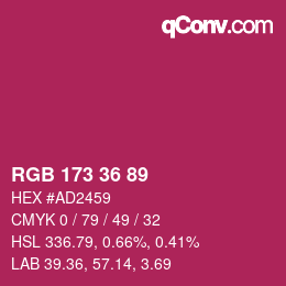 颜色代码: RGB 173 36 89 | qconv.com